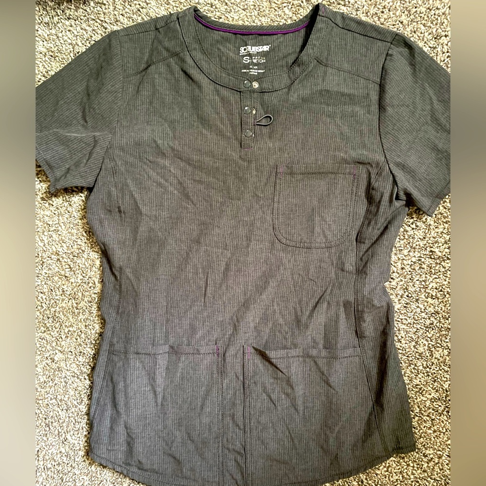 Scrub star scrub top, grey, size XS